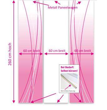 Flächenvorhang Linea Magenta up dark 3er Set, Schiebegardine, Schiebegardinen, blickdicht, Flächenvorhang blickdicht, Schiebevorhang,